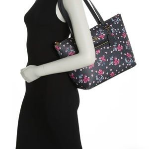 Coach Field Floral Print Taylor Tote - Midnight Navy NWT